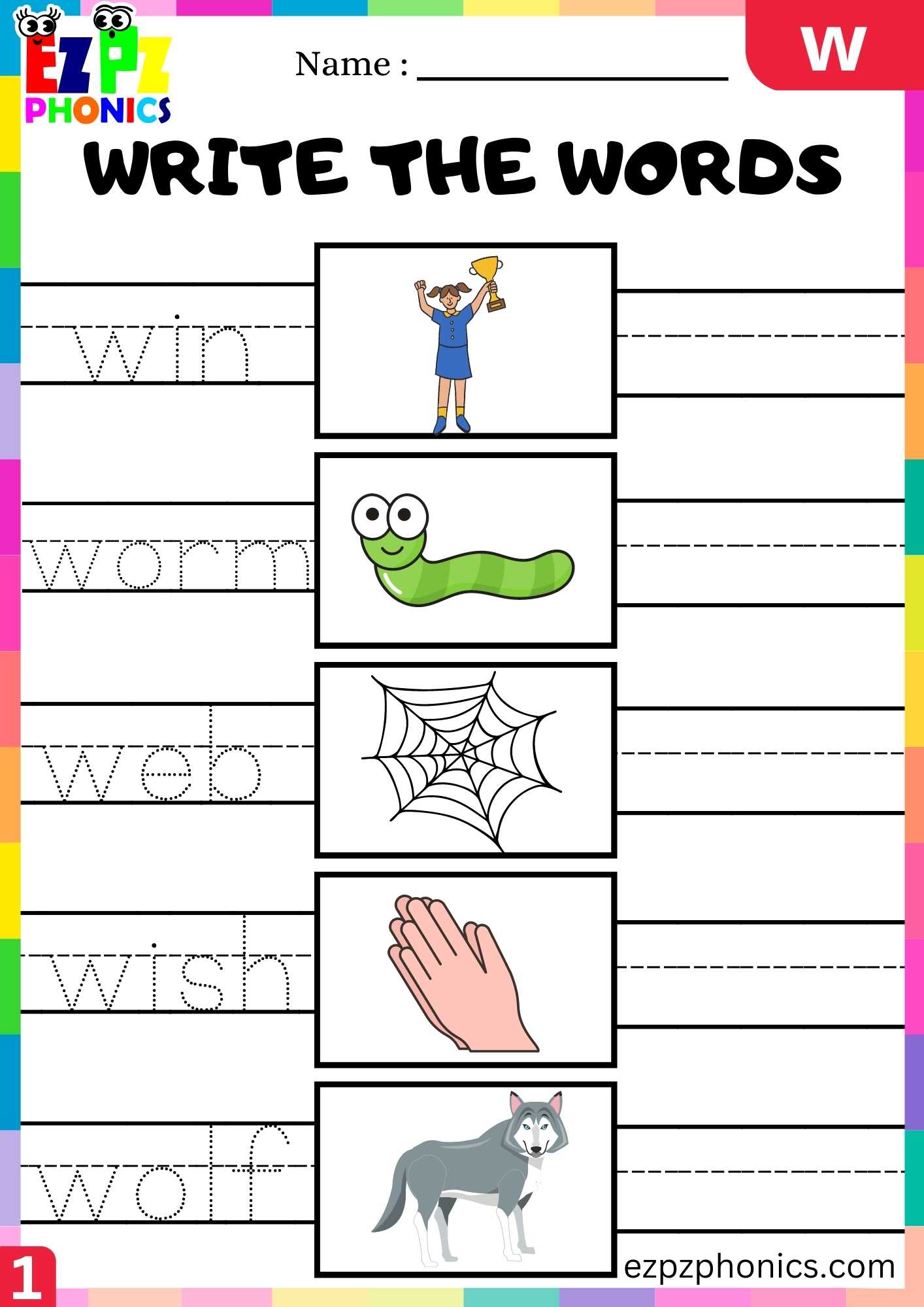 Letter W Write The Words Beginning Sounds Worksheet